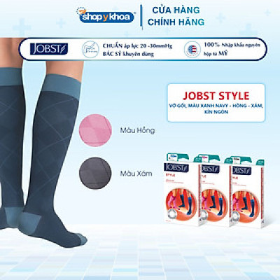 Vớ Y Khoa JOBST Style - Vớ gối, Màu Xanh Navy - Xám - Hồng, Kín Ngón, Áp Lực 20-30mmHg, 2 Chiếc (Tất Y Khoa)
