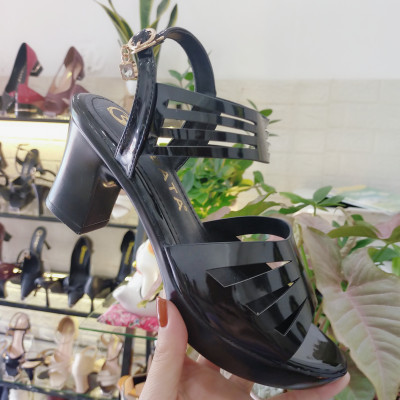 Giày sandal cao gót ROSATA RO571 cao 8p - đen, chì - HÀNG VIỆT NAM - BKSTORE