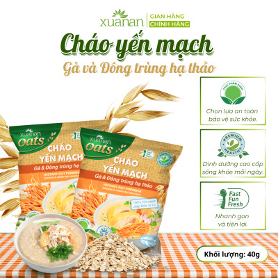 Cháo Yến Mạch Thịt Gà & Đông Trùng Hạ Thảo Xuân An Gói 40G ( Mua 6 Gói Tặng Kèm 1 Gói)