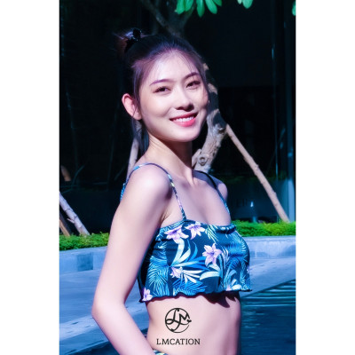 Bộ đồ bikini nữ LMcation - Áo bikini thể thao LMcation Mira & Quần bơi lưng cao LMcation Anita - Vườn đêm