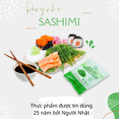 Rong nho biển GREEN FOOD - Sea grapes - Giàu vitamin, khoáng chất và các axit amin (Hộp 200g gồm 10 gói 20G)