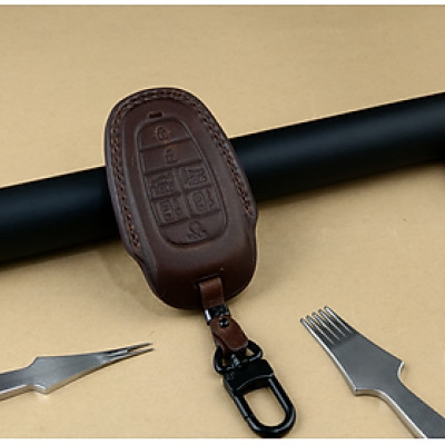 Bao da ép phom Handmade chìa khóa xe ô tô Hyundai TUCSON SANTAFE 7 nút bấm da bò thât giá tận xưởng (có bán sỉ) - hàng chính hãng
