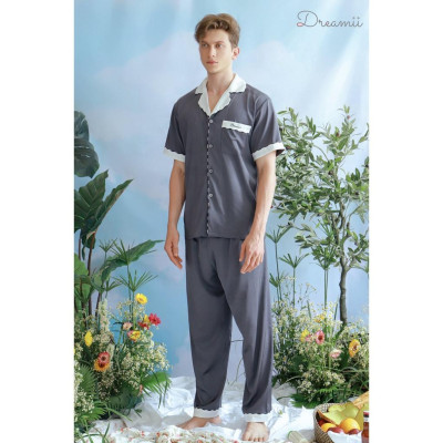 Bộ ngủ phối cổ nam Saint set cộc tay