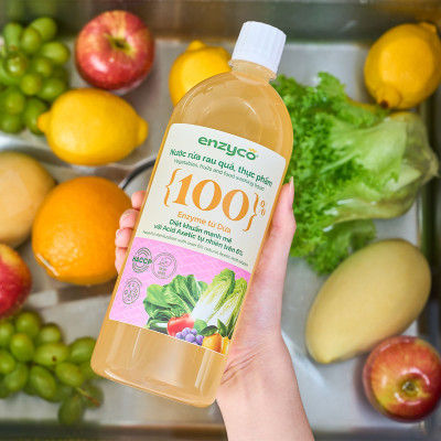Combo Nước Lau Sàn 2L Và Nước Ngâm Rau Củ 1L ENZYCO