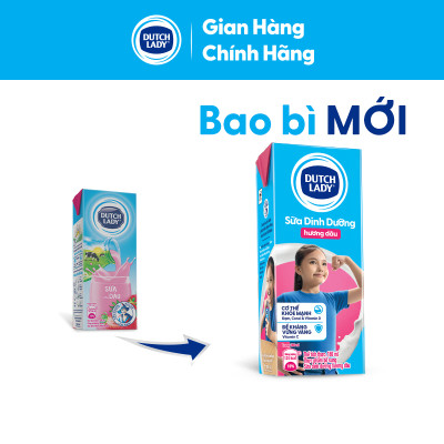 Thùng 48 Hộp Sữa Uống Tiệt Trùng Dutch Lady Cô Gái Hà Lan Dâu (48 x 180ml)