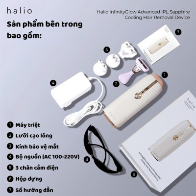 Máy Triệt Lông Lạnh Sapphire Halio InfinityGlow Advanced IPL Sapphire Cooling Hair Removal Device - Hàng Chính Hãng