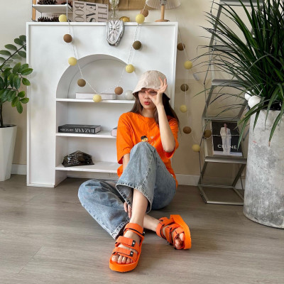 Giày Sandal Nữ The Bily 04W 3 Quai Ngang - Màu Cam BL04WC