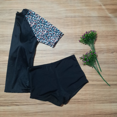 Bộ Đồ Bơi Nữ Quần Đùi Áo Ngắn Tay