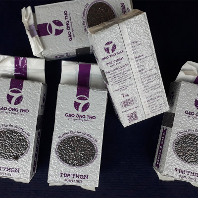 Gạo Lứt Tím Than Túi 1Kg - Gạo Ông Thọ - Thơm mềm dẻo, tốt cho sức khỏe