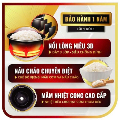 Nồi Cơm Điện Lòng Niêu Masuto 1,8L Nấu Cơm cháy, NẤU CHÁO Siêu Ngon, Lòng Nồi Dày Dặn, Gia Nhiệt 3 Hướng - Bảo Hành 1 Năm 1 Đổi 1. Hàng chính hãng