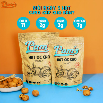 COMBO Chăm Sóc Tim Mạch - Hạt Óc Chó Chile (500g) + Hạnh Nhân Rang Bơ(500g) + Hạt Dẻ Cười(180g) Pam