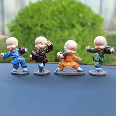Combo 4 Chú Tiểu Múa Võ Túy Quyền Trang Trí Tủ Phòng Khách, Bàn Làm Việc, Taplo Ô Tô, Làm Quà Tặng GROFA - Chính hãng