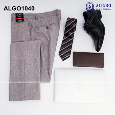 Quần âu nam Aligro màu xám vuông nhỏ, chuẩn form slimfit, tôn dáng ALGO1040