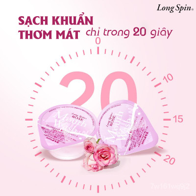 Nước súc miệng bỏ túi OKINA dòng LONG SPIN ROSE Nhật Bản hương Hoa Hồng – Túi 10 hũ x 14ml