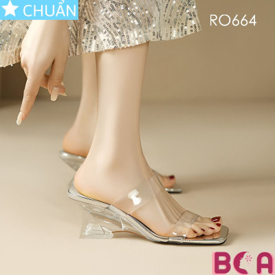 Dép Guốc Quai Trong Suốt đế xuồng cao 6 phân RO664 ROSATA tại BCASHOP nổi bật và cuốn hút hơn trong mọi hoàn cảnh