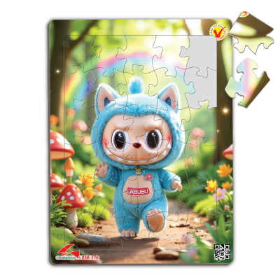 Xếp hình A4 -30 mảnh ghép Tia Sáng: 030-176 - Labubu trong rừng thẳm tặng tranh tô màu