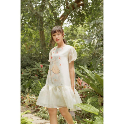 Baciami-Đầm Voan Họa Tiết Phôm Rộng