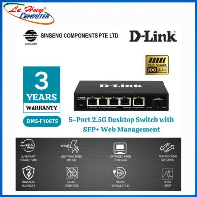 Bộ Chia Mạng Switch D-Link DMS-F106TS 5 Cổng 2.5G và 1 Cổng SFP+ - Hàng Chính Hãng