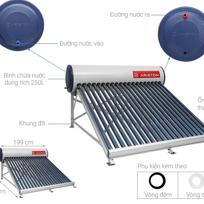 MÁY NÓNG TẮM NĂNG LƯỢNG MẶT TRỜI ARISTON ECO2 1820 25 T N SS 210L - HÀNG CHÍNH HÃNG