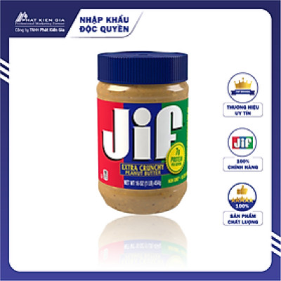 Bơ Đậu Phộng Hạt Jif 454g - Nhập Khẩu Mỹ | Jif Extra Crunchy Peanut Butter 454g
