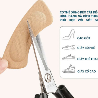 Bộ 2 cặp lót giày 4D bảo vệ gót chân và chống tuột gót giày (loại bầu) 1 CẶP KEM VÀ 1 CẶP ĐEN