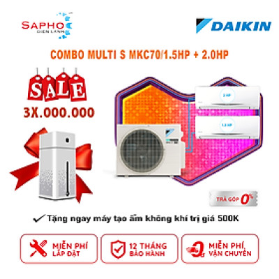Hệ Thống Máy Lạnh Multi S Daikin MKC70SVMV/CTKC35RVMV+CTKC50RVMV Gas R32 Treo Tường Inverter 1 Chiều Lạnh Hàng Chính Hãng - Chỉ giao tại HCM