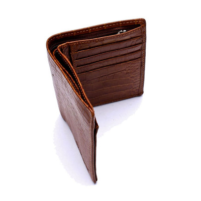 Ví nam Huy Hoàng vân cá sấu kiểu đứng màu da, đen, nâu HJ2119-20-21