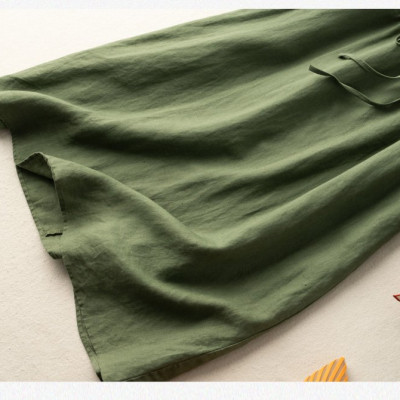 Váy sơ mi dáng suông công sở cổ đức 2 túi sườn, chất đũi mát thời trang trẻ trung, phong cách Hàn Da74