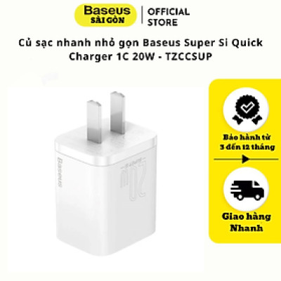 Củ sạc nhanh nhỏ gọn Baseus Super Si Quick Charger 1C 20W CCSUP- Hàng chính hãng