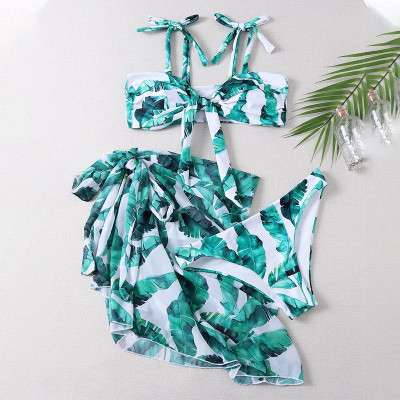 Đồ bơi áo tắm bikini hai dây chân váy hoạ tiết mới áo gọng che khuyết điểm nâng ngực đi biển đẹp