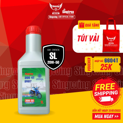 Dầu nhớt xe máy Singtrea 300 SPORT 4T 20w-50 SL/MA2 1L dành cho xe số