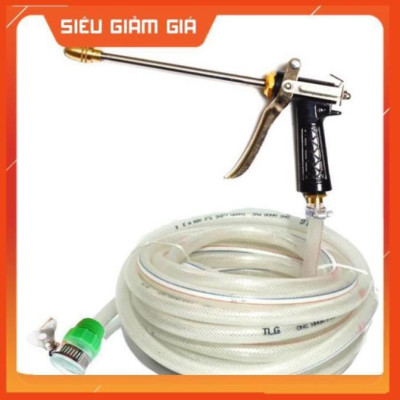 Bộ dây vòi xịt nước rửa xe,tưới cây .tăng áp 3 lần,loại 3m, 5m 206318H đầu đồng, đai+ tặng túi đựng bút
