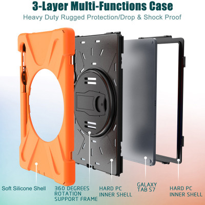 Ốp Lưng dành cho Samsung Galaxy Tab S10 Plus/S10 Ultra/S10 FE/S9/S9 FE/S9 Plus/S9 Plus FE/S9 Ultra/Tab S8 Plus/S8 Ultra/S7 Plus Có Chân Dựng, Dây Đeo Vai Và Tay Chống Sốc hiệu Zaki - Hàng Chính Hãng