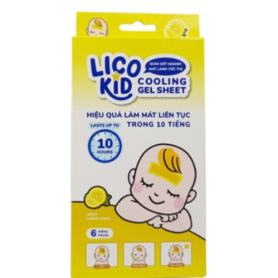 DÁN HẠ SỐT NHANH, GIẢM ĐAU, CHÙM MÁT LẠNH LICO KID CHANH - Hộp 6 Miếng