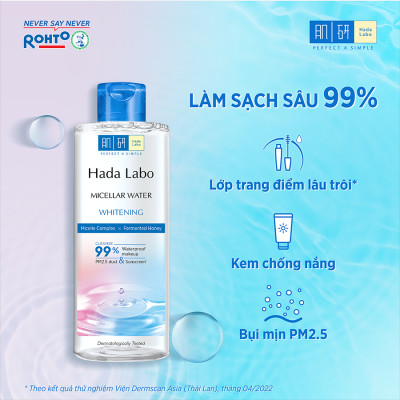 Nước tẩy trang sạch sâu dưỡng trắng Hada Labo Micellar Water Whitening 240ml