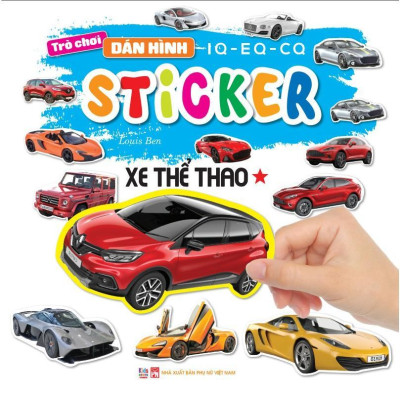 Sách - Trò Chơi Bóc Dán Hình Sticker - Xe Thể Thao - Combo 2 Tập - Rèn Luyện IQ EQ CQ - Việt Thư