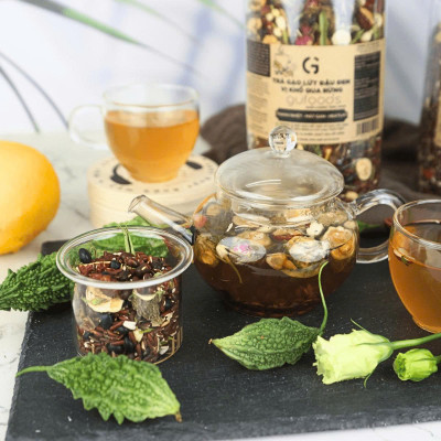 [Vị Khổ Qua Rừng] Combo 2 Hộp Trà Gạo Lứt Đậu Đen GUfoods 500g - Thanh Nhiệt, Giải Khát, Cải Thiện Giấc Ngủ