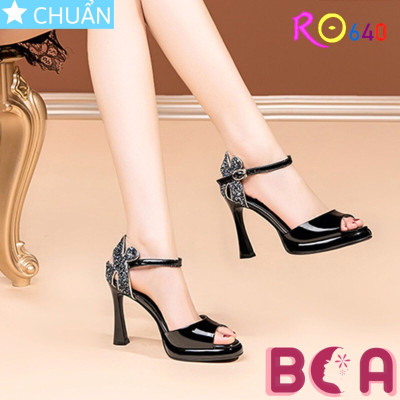 Xăng đan dự tiệc nữ cao gót 8 phân RO640 ROSATA tại BCASHOP hở mũi, gót sau đính kim tuyến lung linh cực xinh