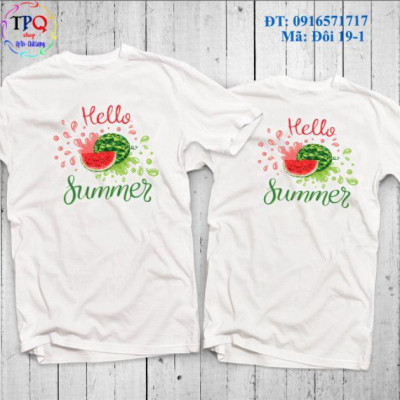 Đồ đôi đi biển mẫu mới đẹp sang chảnh quần dừa áo in họa tiết dưa hấu xinh xắn (giá 1 bộ gồm 1 quần + 1 áo)