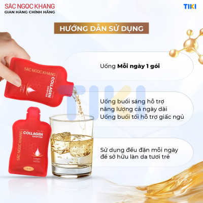 (New) Nước uống Collagen dipeptide 15 túi Sắc Ngọc Khang tinh khiết nhập khẩu từ Nhật Bản, đạt chuẩn hàm lượng hấp thụ nhanh & vượt trội giúp trẻ hóa làn da - săn chắc và sáng mịn