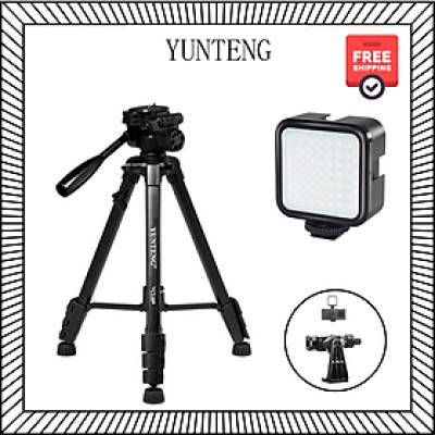 Combo Tripod Yunteng VCT 668 kèm Đèn RGB và kẹp xoay 360 độ - Hàng chính hãng