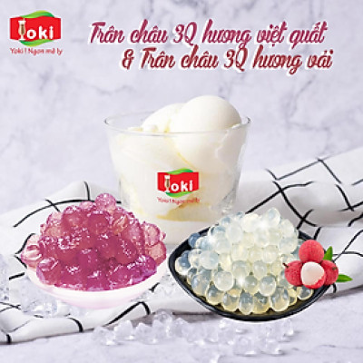 Combo Trân châu 3Q hương việt quất Yoki và Trân châu 3Q hương vải Yoki