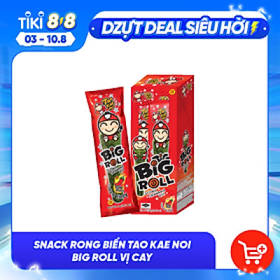 Snack rong biển Tao Kae Noi Big Roll vị Cay 3,6g - Hộp 6 gói