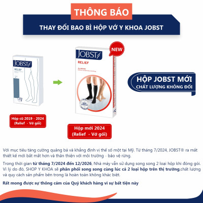Vớ y khoa gối Hỗ Trợ Điều Trị suy giãn tĩnh mạch chân JOBST Relief chuẩn áp lực 20-30mmHg (màu da, hở ngón) (tất y khoa)