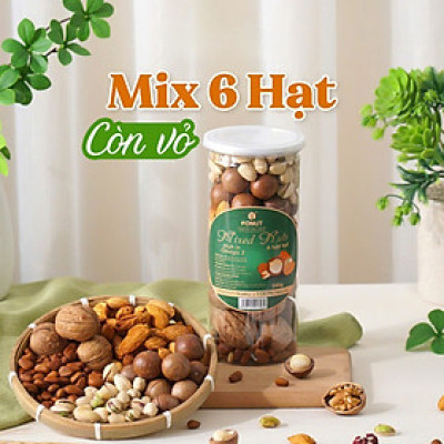 Mixed nuts 6 loại hạt dinh dưỡng Macca, Óc Chó, Hạnh Nhân, Hạt Hồ Đào, Hat Dẻ Cười, Hạt Thông (hũ 500gr)