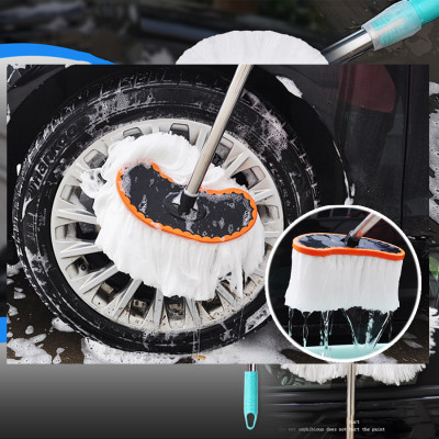Cây Lau Rửa Xe Ô Tô Cán Dài,Sợi Lau Mềm - Chổi Dài xám cán inox bền bỉ có thể kéo dài hoặc thu gọn