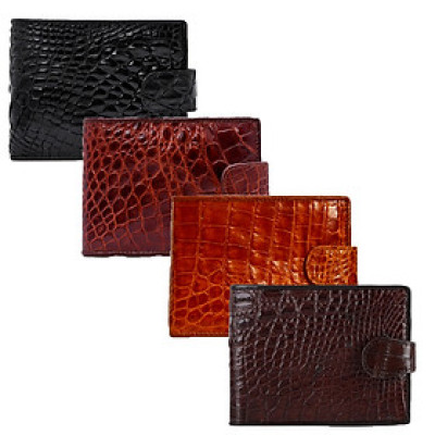 HJ2216-17-18-44 - Ví nam Huy Hoàng da cá sấu nút bấm màu đen, nâu đỏ, vàng bò, nâu đất