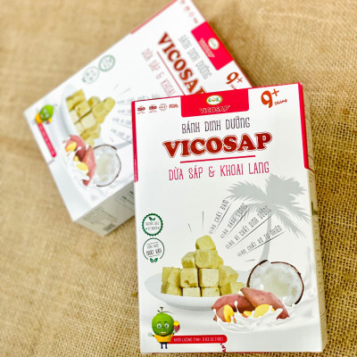 Combo 1 Dừa sáp sấy giòn VICOSAP 1 Bánh dừa sáp chuối ít đường đồ ăn vặt healthy đặc sản Trà Vinh