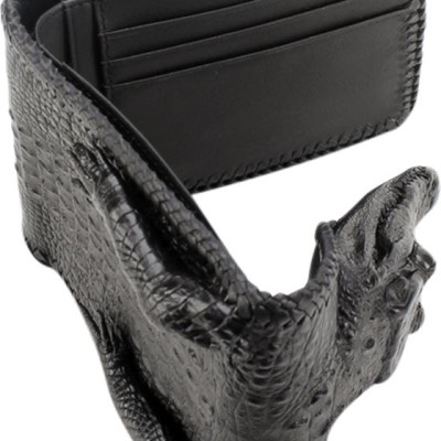 Ví Nam Da Cá Sấu Nguyên Con Vip Huy Hoàng HT2270 (12.5 x 10 cm) - Đen