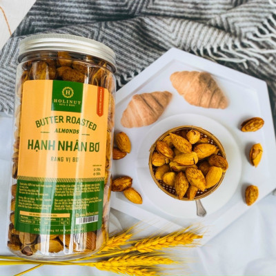 Hạnh Nhân Rang Bơ - Thương Hiệu Holinut Chuẩn Nhập Khẩu Mỹ/500gram